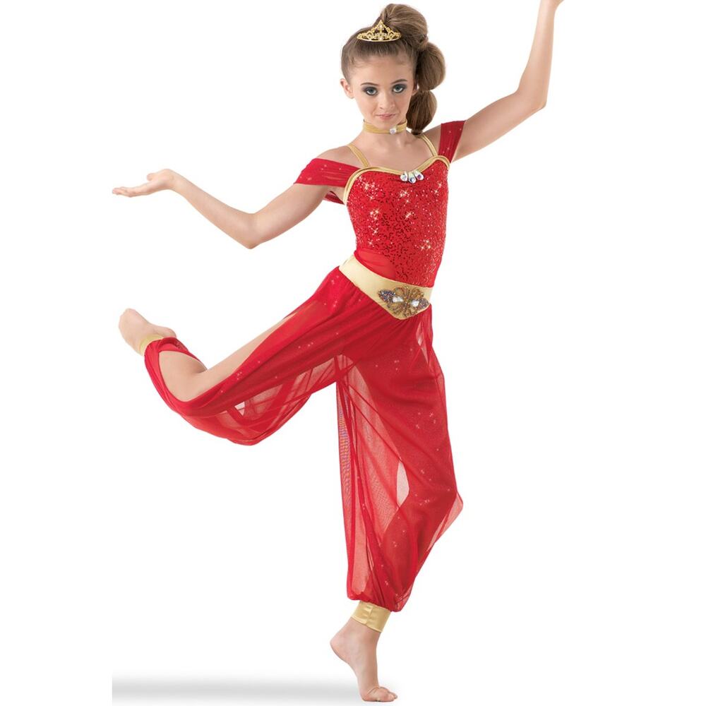 Dance Costume Weissman 10465 XXL Child Red Ballet Acro Sequin Arabian Genie